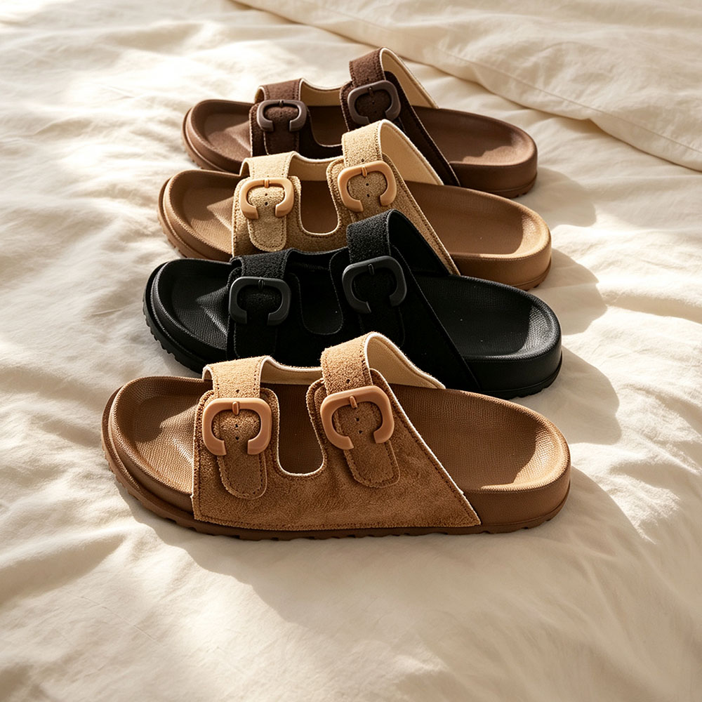 Summer Clothing Korea - Damen Plus Size Offene Zehen Doppelschnallen-Sandalen