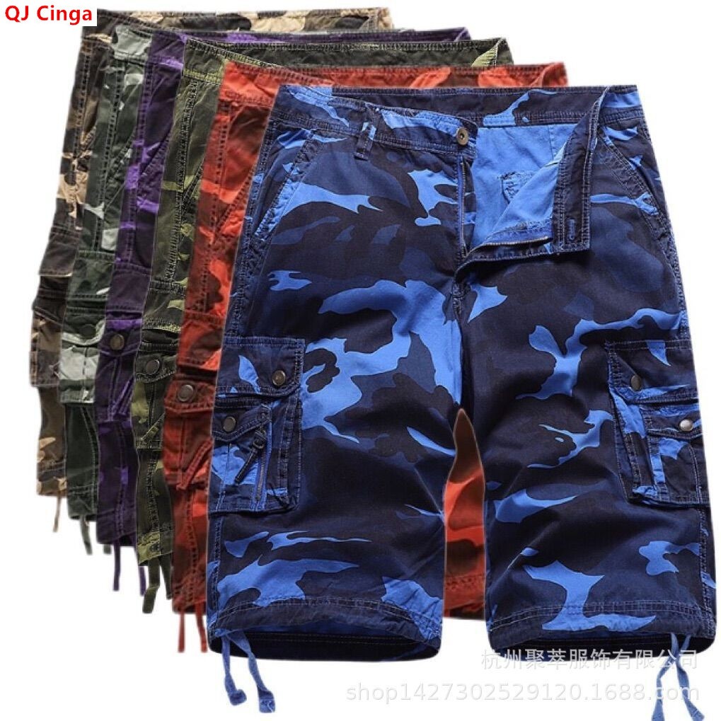 Summer Clothing Work - Blaue, knielange Arbeitsshorts für Herren im