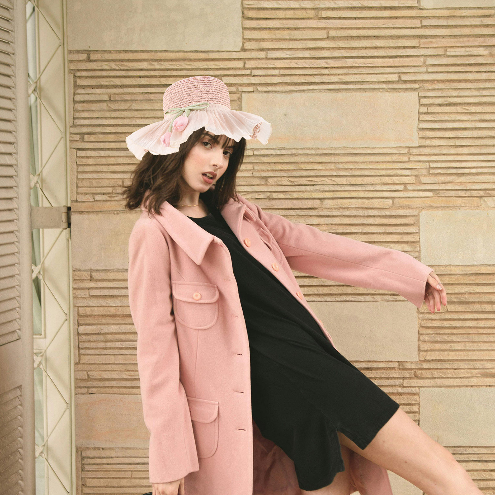 Sun Hat Wide Brim - Sommerhut für Mädchen, aus Stroh, atmungsaktiv,