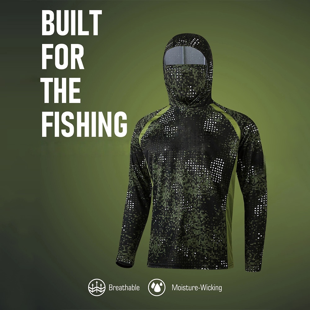 Rash Guard Long Sleeve - MALFC Angelbekleidung Herren Kapuzen-Angelhemd Langarm-Angel-T-Shirt UV-Schutz