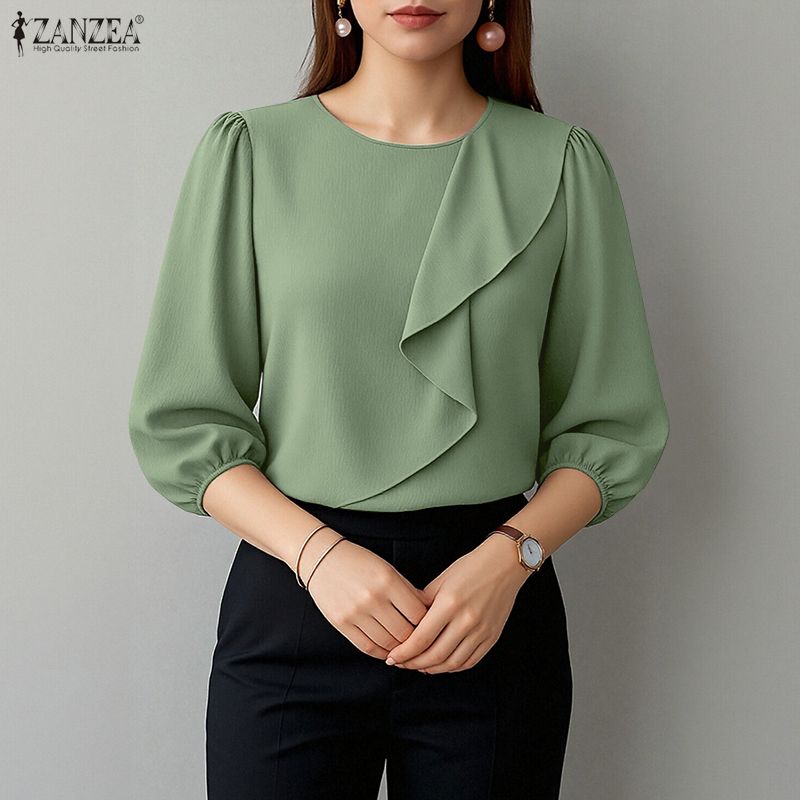 Summer Clothing Work - 2026 ZANZEA Damen Sommer Einfarbige Oberteile