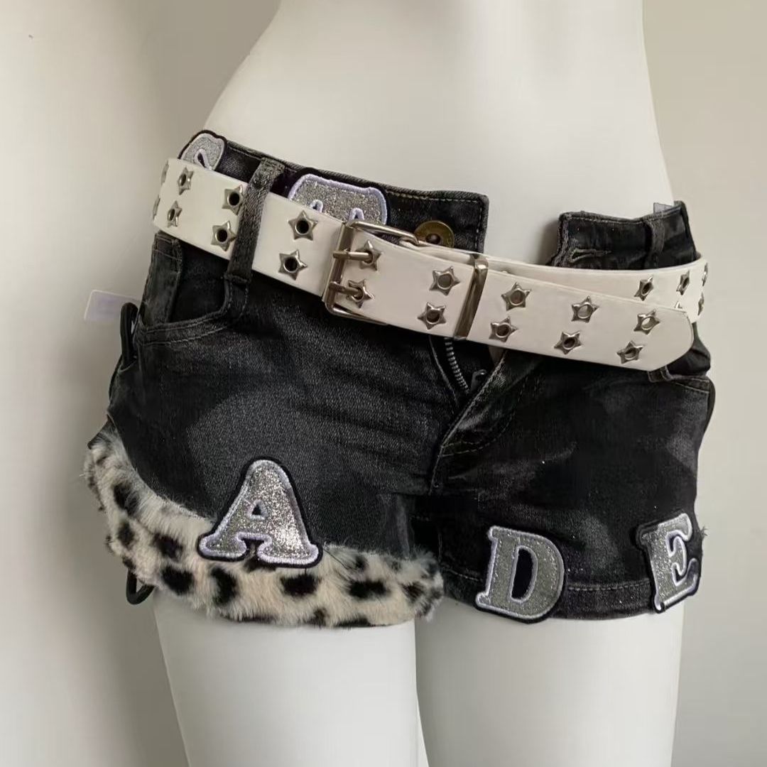 Summer Clothing For Girls - Y2k Gestickte Patch Denim Shorts Frau