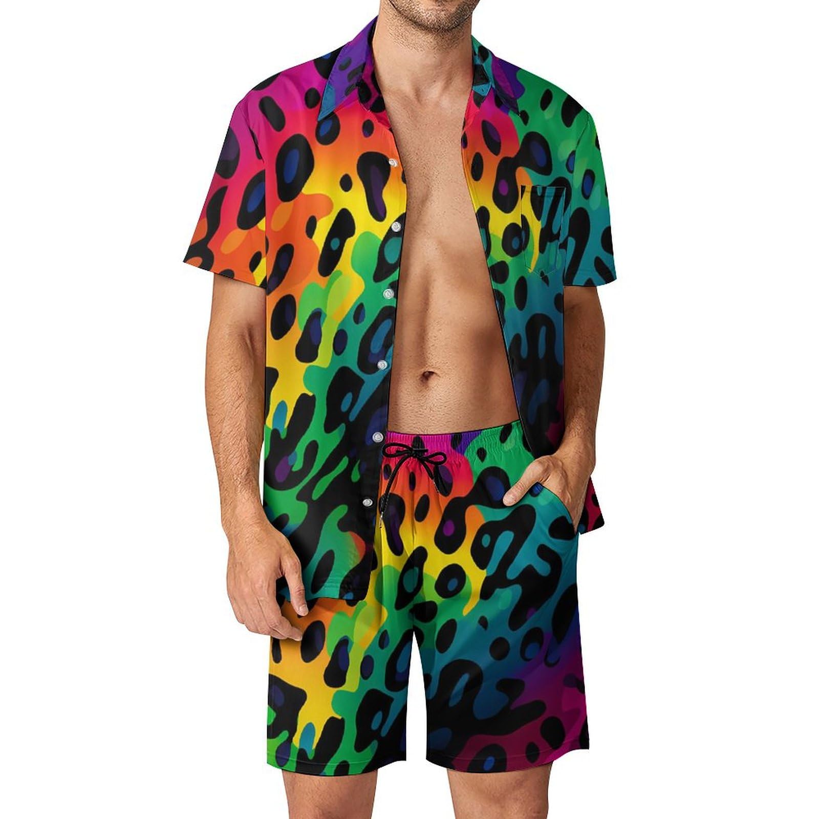 Summer Clothing Sets - Sommer Unregelmäßiger Geometrischer 3D-Druck Herren Hemd-Sets