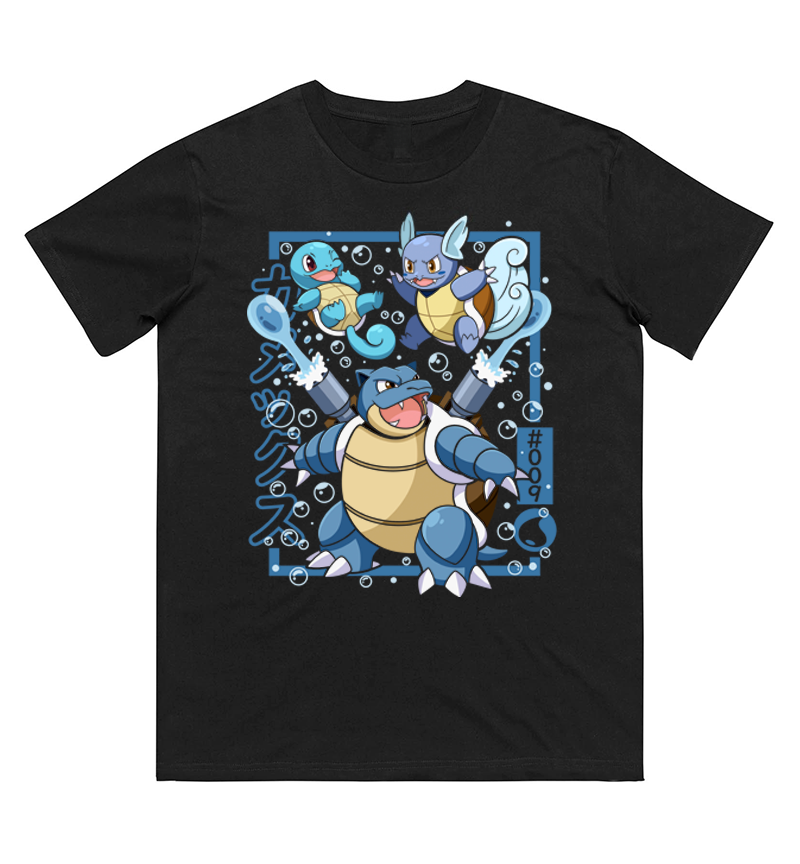 Summer Clothing For Japan - Pokémon Squirtle Evolution bedrucktes T-Shirt aus