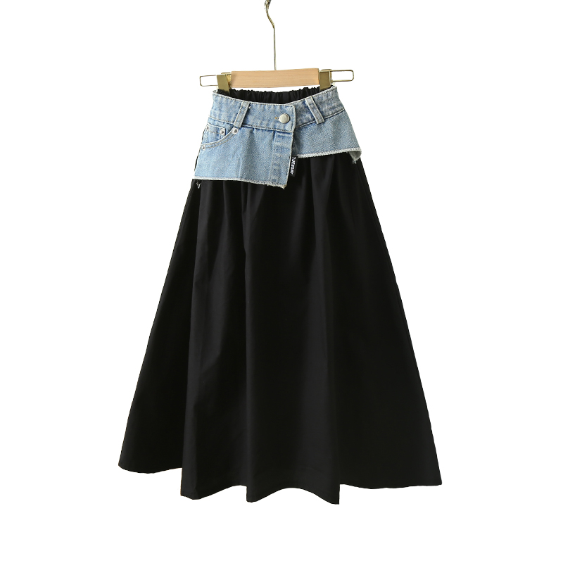 Summer Clothing Teen Girls - Koreanische Kind Lange Patchwork Denim Rock