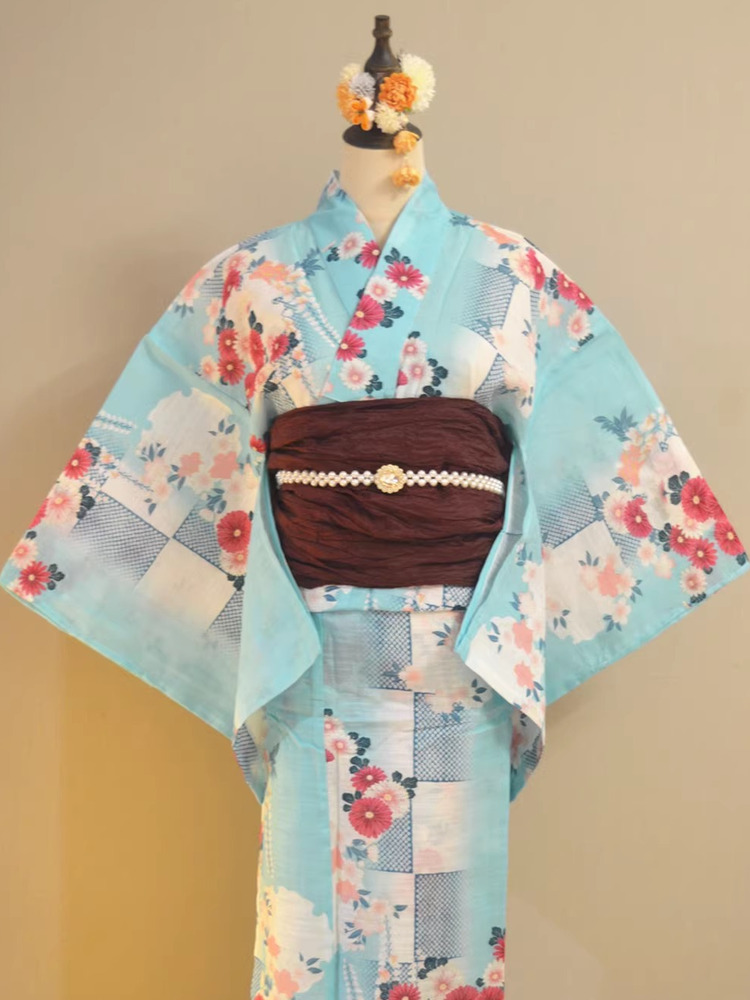 Summer Clothing For Girls - Traditioneller Yukata-Kimono aus Baumwolle-Leinen-Mischgewebe, Mädchenkleid mit