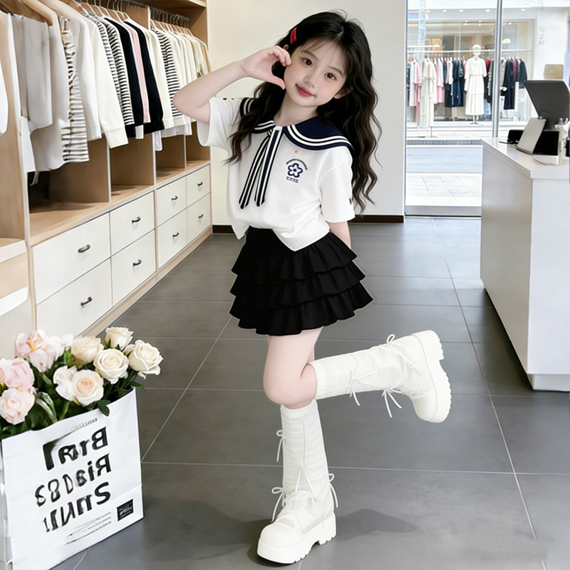 Summer Clothing Teen Girls - 2026 Sommer Mädchenkleidung Kinder-Set Kurzarm Schleife