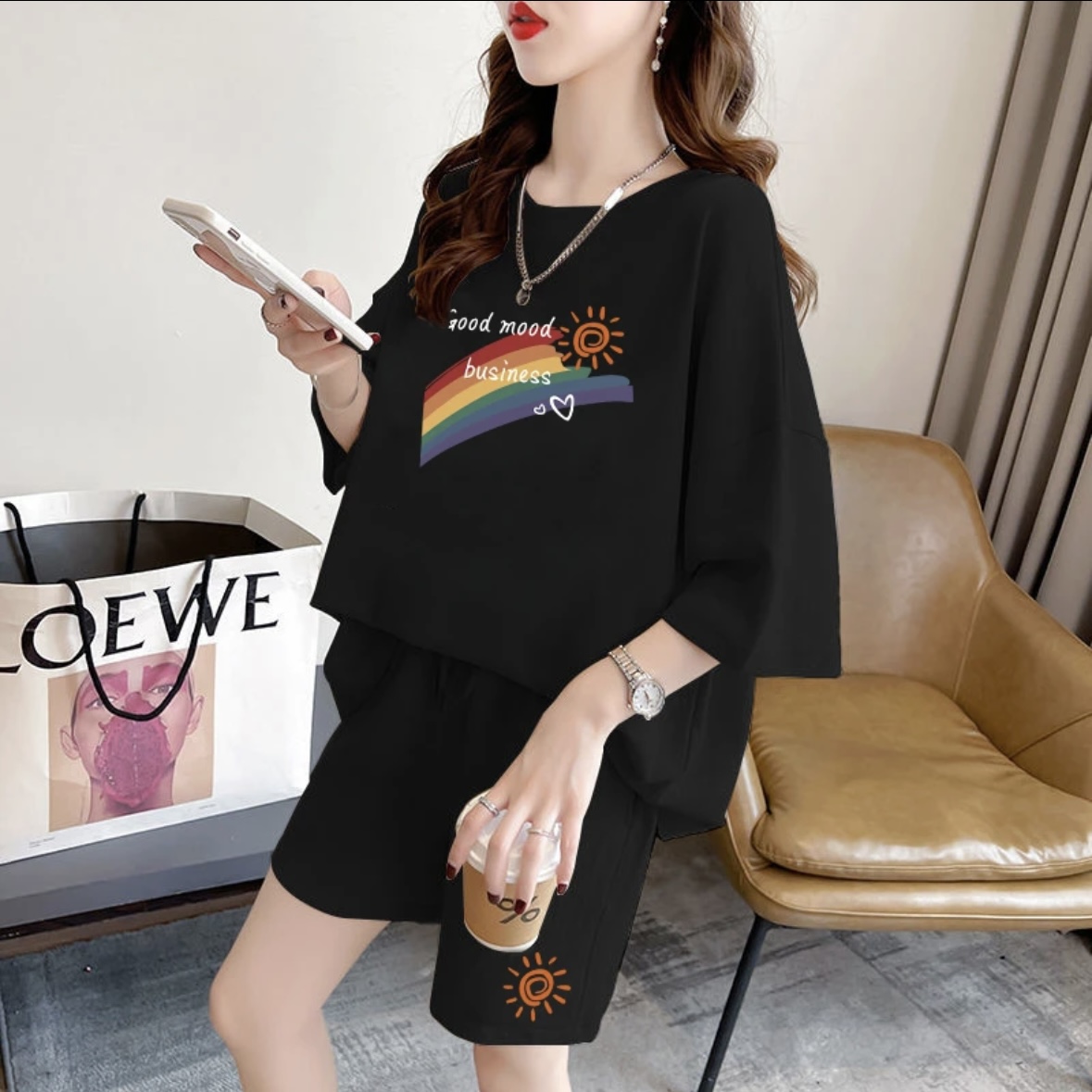 Summer Clothing Sets - Modisches Damen-Sommershorts-Set, Sportbekleidung, übergroßes Kurzarm-T-Shirt, 2-teiliges