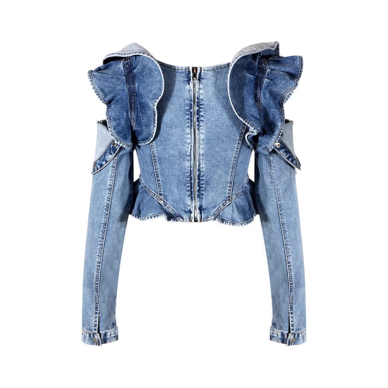 Modisches Rüschen-Langarm-Deni – Crop Blouse Linen Bewertung und Preis