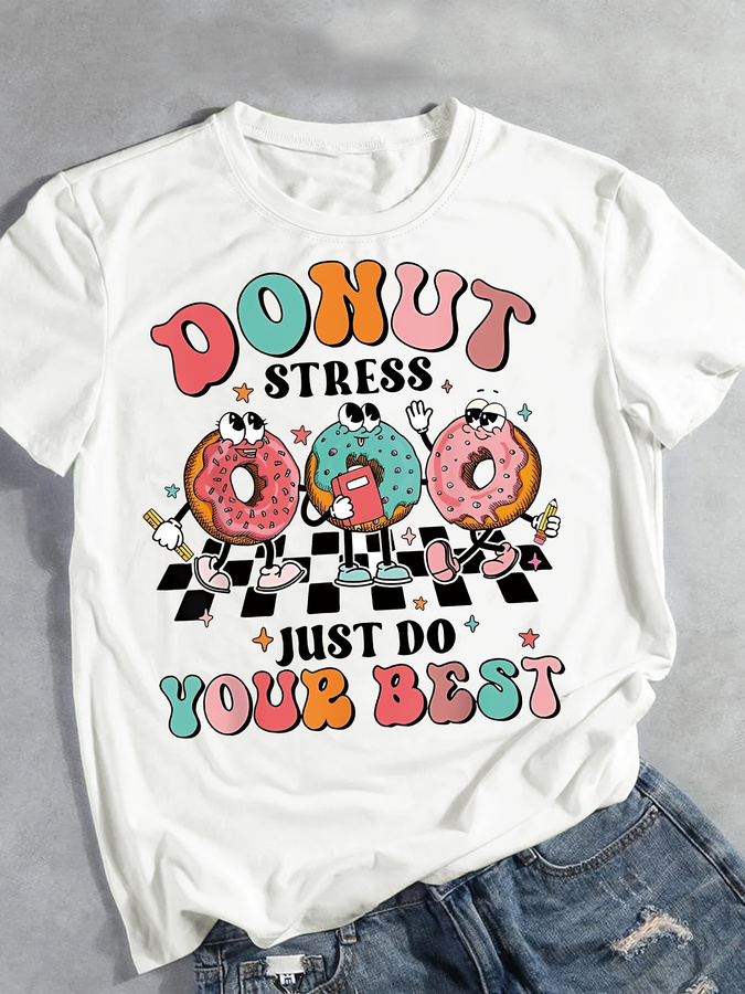 T-Shirt mit Cartoon-Donut-Prin – Summer Clothing Trends For Women 2026 Bewertung und Preis