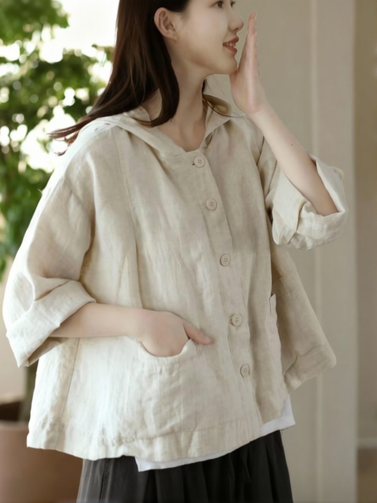 Vintage Baumwoll-Leinen Kapuze – Crop Blouse Linen Bewertung und Preis