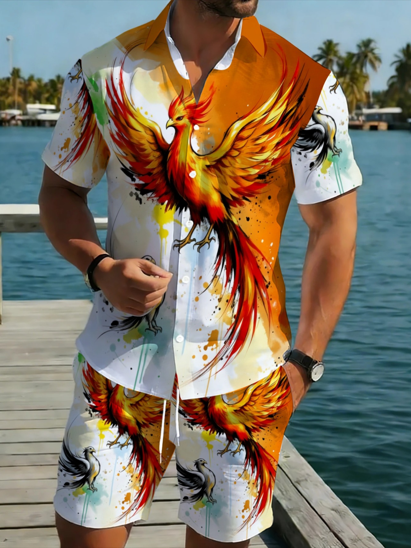 Orientalisches Phoenix-Muster  – Summer Clothing Vacation Bewertung und Preis
