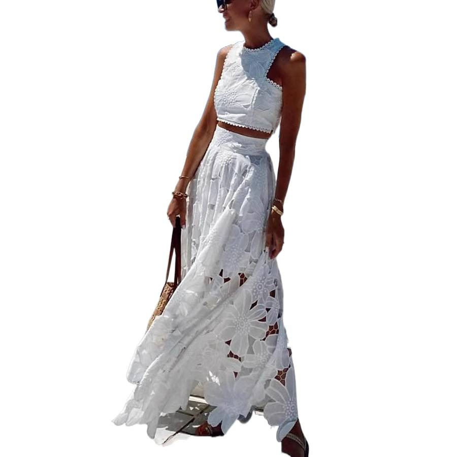 Damen Weißes Blumen-Spitzen-St – Summer Clothing Vacation Bewertung und Preis