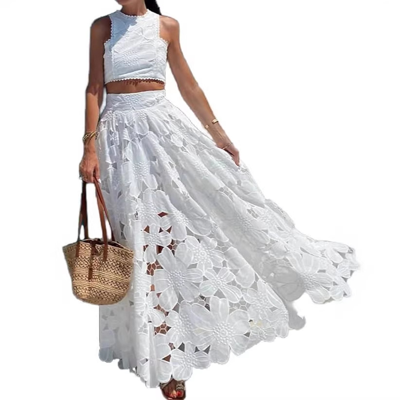 Damen Weißes Blumen-Spitzen-St – Summer Clothing Vacation Bewertung und Preis